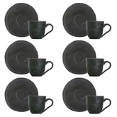 Jogo 6 Xícaras de Café com Píres Orgânico Matte Preto 120ml - Ela Decora